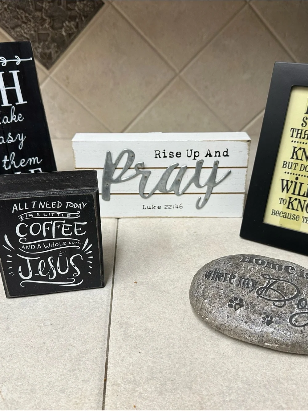 Faith-Inspired Wall Decor Set in Black, White, and Gray ( 5 pieces)